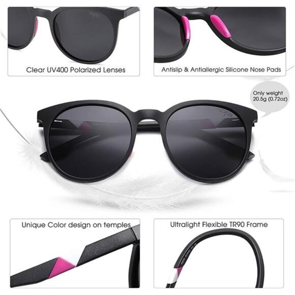 Women\'s Oversized Round Polarized Sports Ultralight Frame Sun Glasses